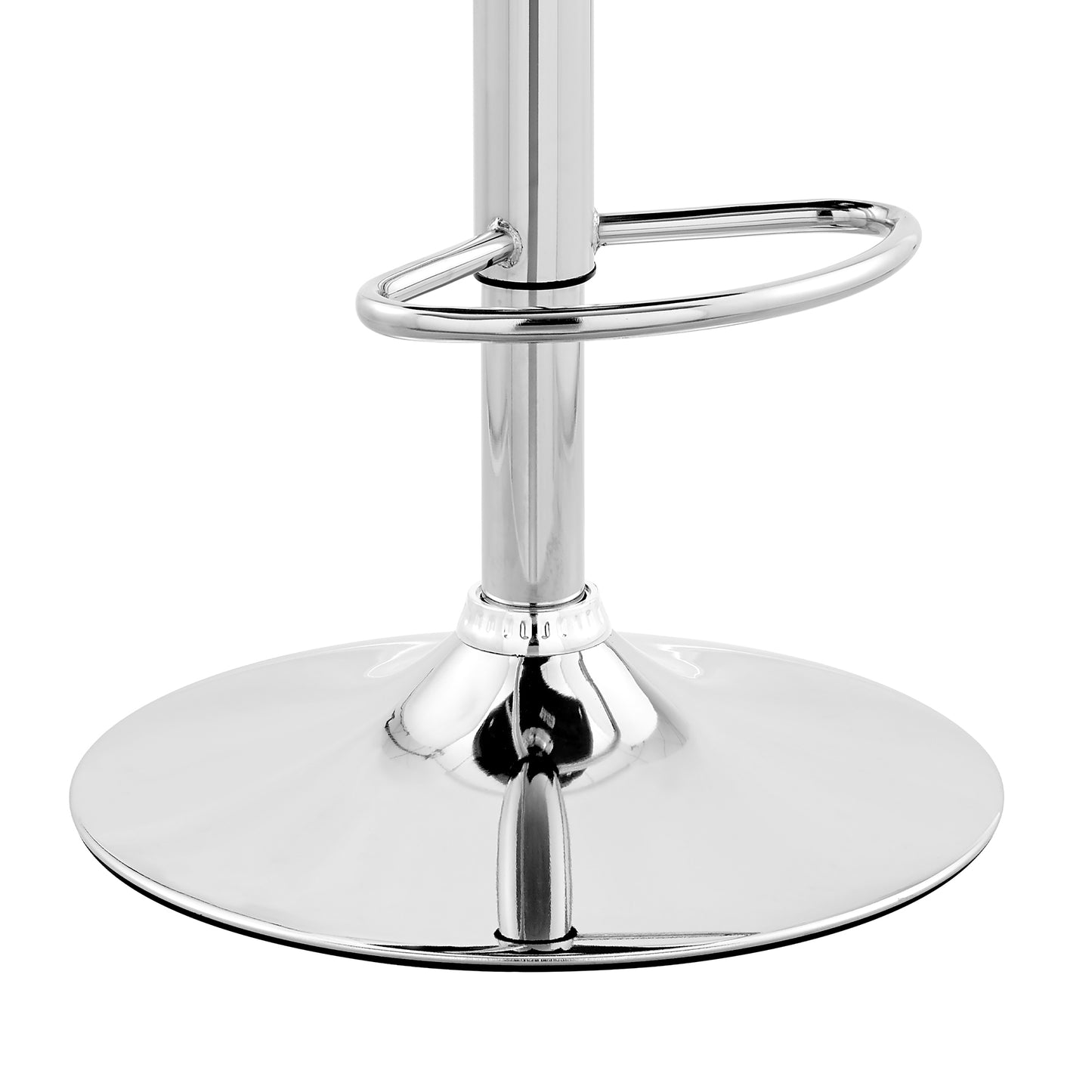 Benson Adjustable Faux Leather and Wood Bar Stool with Black and Chrome Base