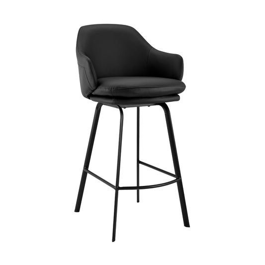 Brigden Faux Leather and Black Metal Swivel Counter and Bar Stool