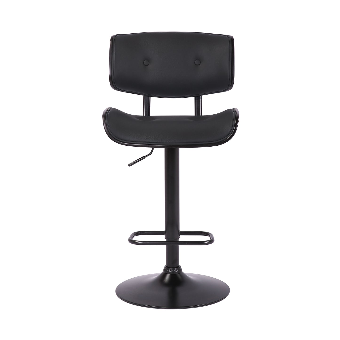 Brooklyn Adjustable Swivel Faux Leather and Wood Bar Stool with Base