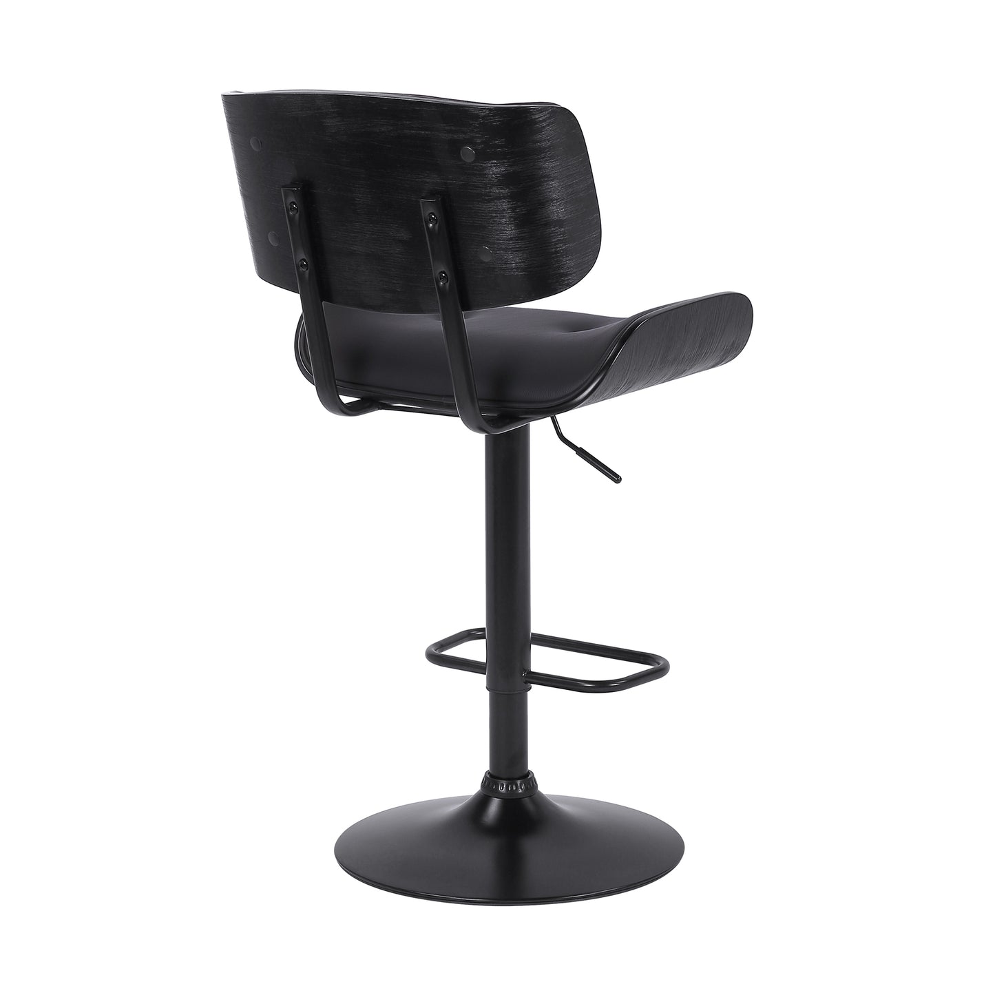 Brooklyn Adjustable Swivel Faux Leather and Wood Bar Stool with Base