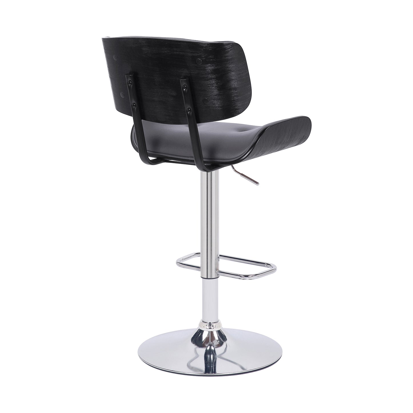 Brooklyn Adjustable Swivel Faux Leather and Wood Bar Stool with Base