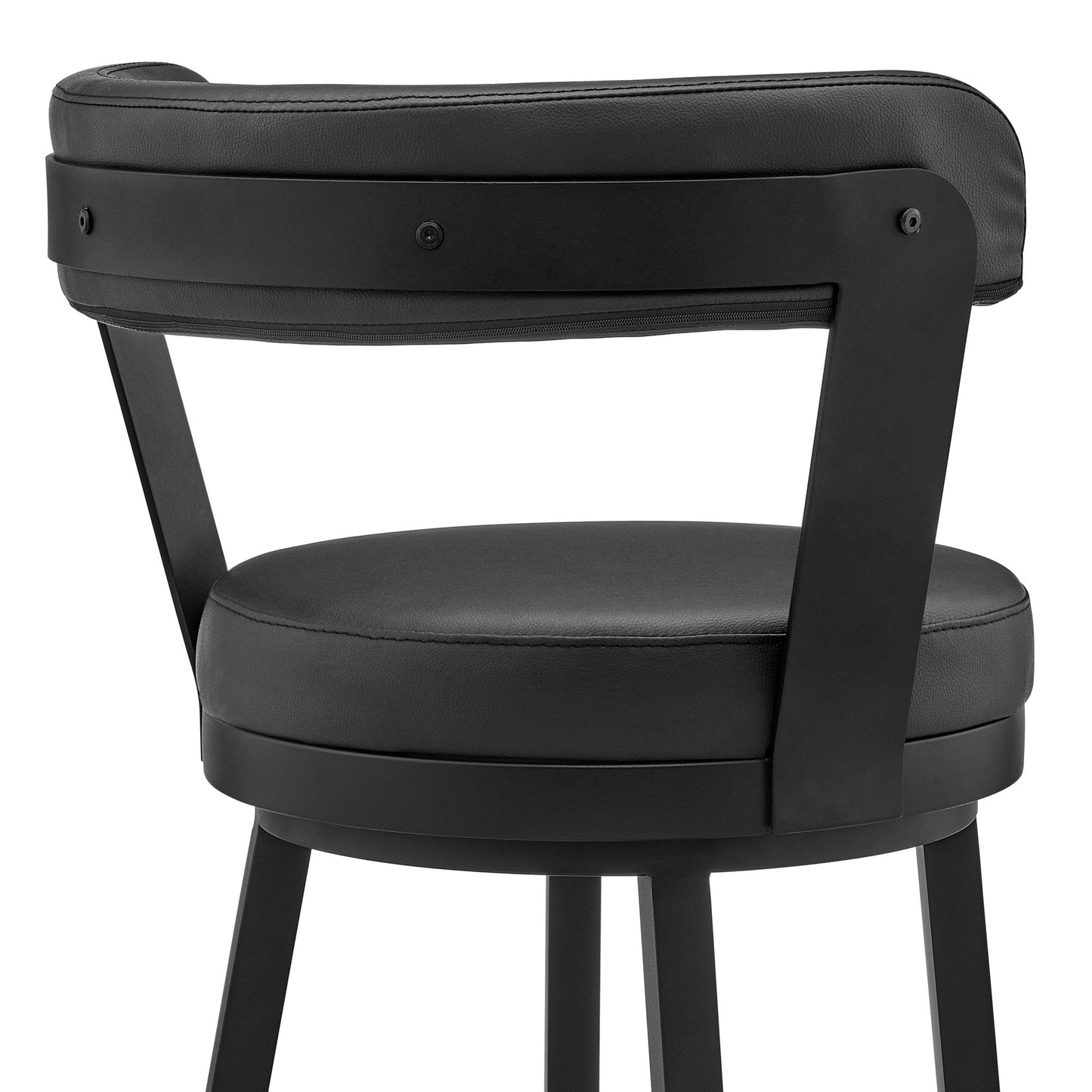 Bryant Bar Height and Counter Height Swivel Bar Stool in Brushed Stainless Steel and Black Finish