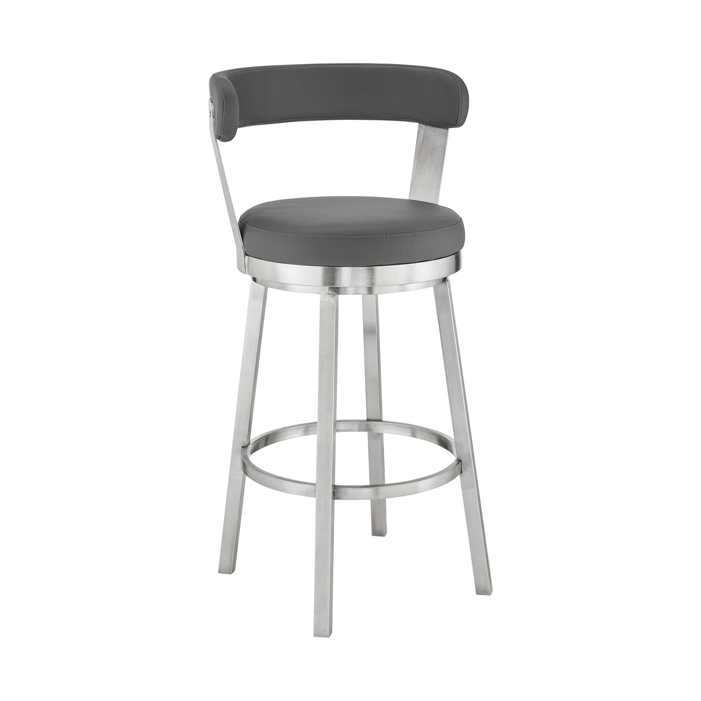 Bryant Bar Height and Counter Height Swivel Bar Stool in Brushed Stainless Steel and Black Finish