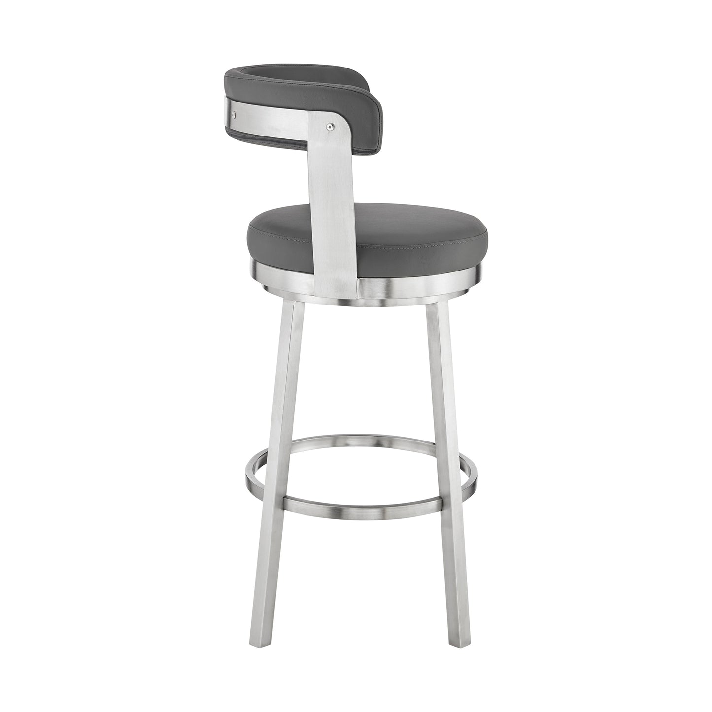 Bryant Bar Height and Counter Height Swivel Bar Stool in Brushed Stainless Steel and Black Finish