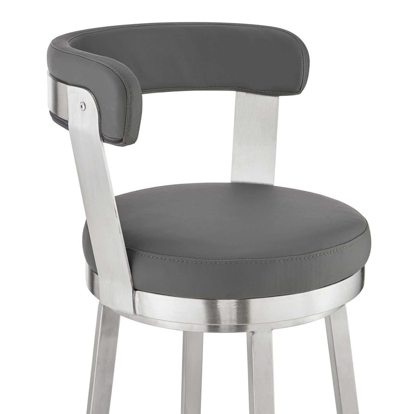 Bryant Bar Height and Counter Height Swivel Bar Stool in Brushed Stainless Steel and Black Finish