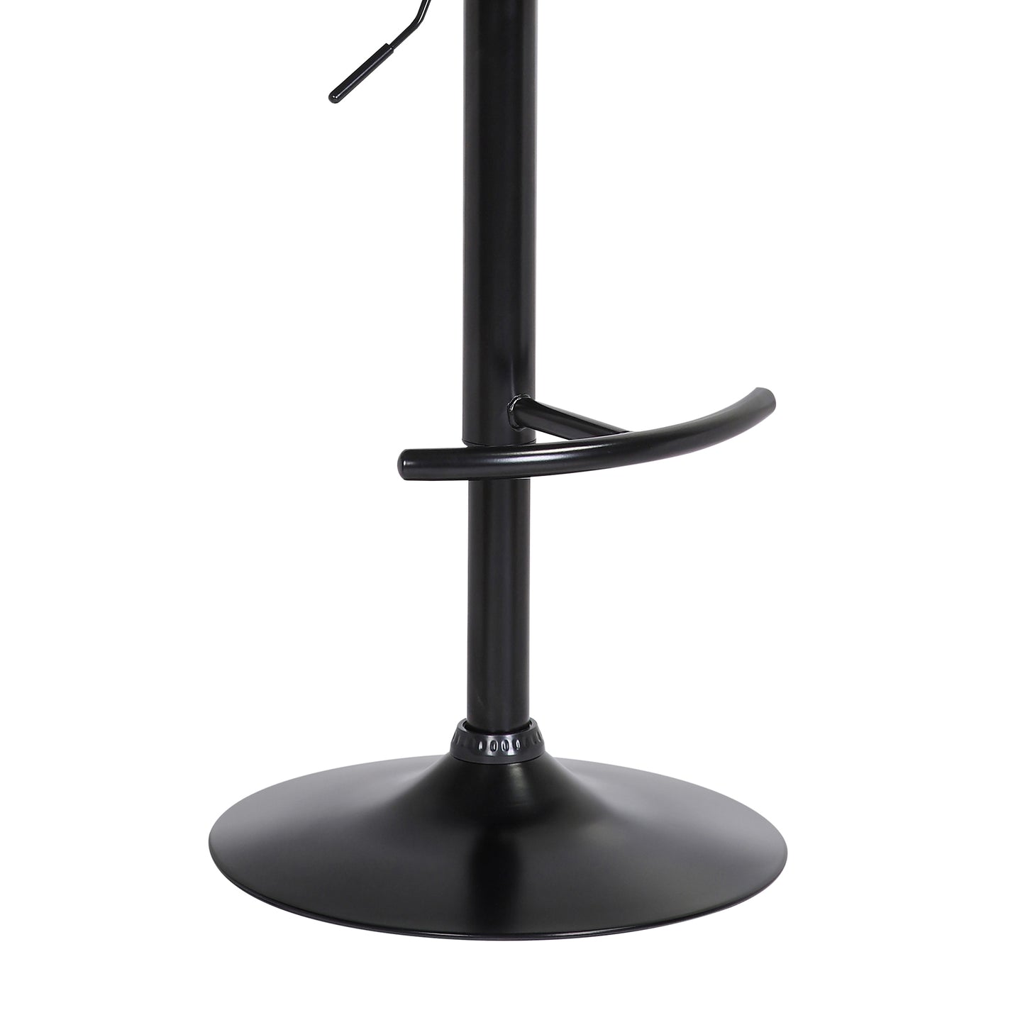 Calista Adjustable Bar Stool in Faux Leather and Fabric with Black and Golden Bronze Metal