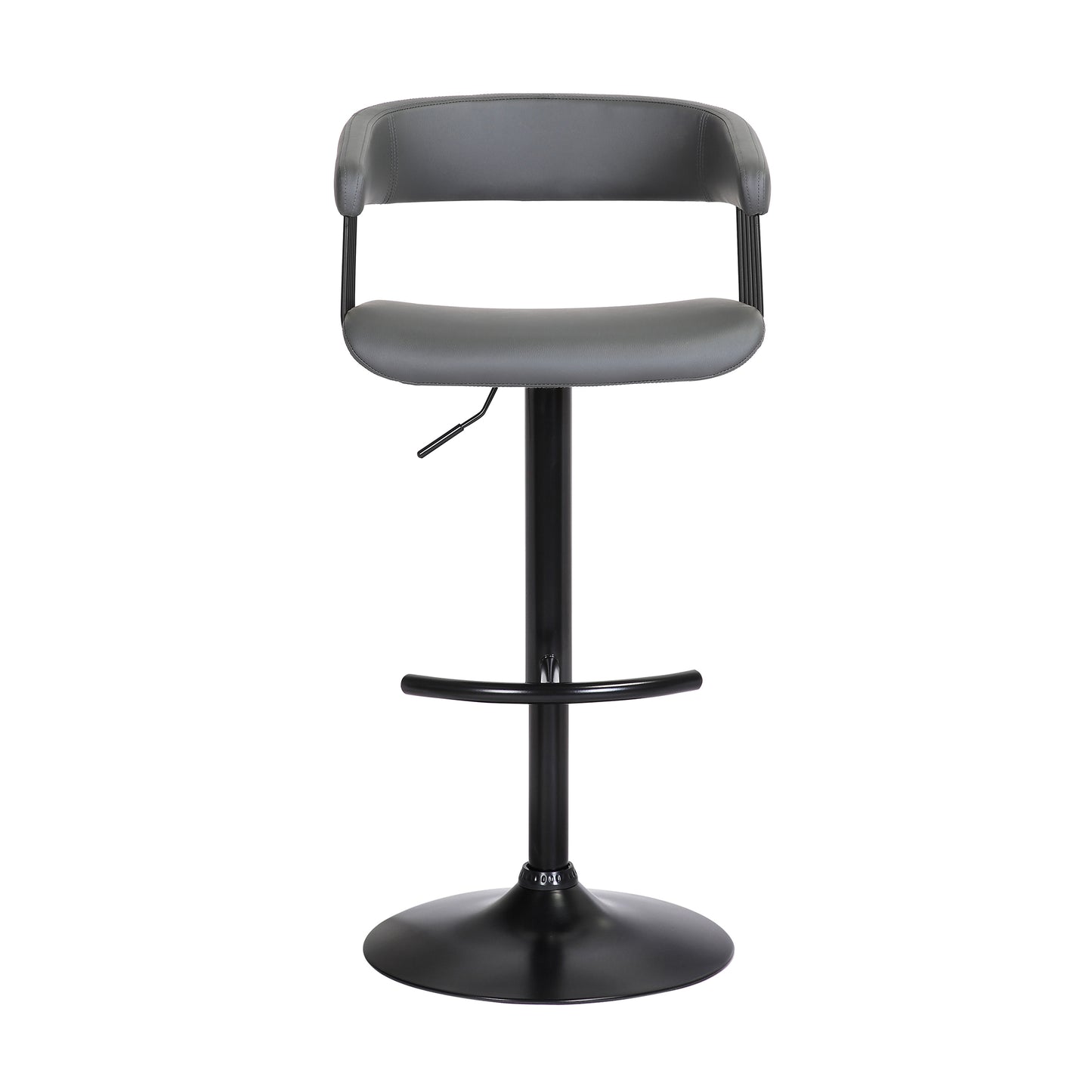 Calista Adjustable Bar Stool in Faux Leather and Fabric with Black and Golden Bronze Metal
