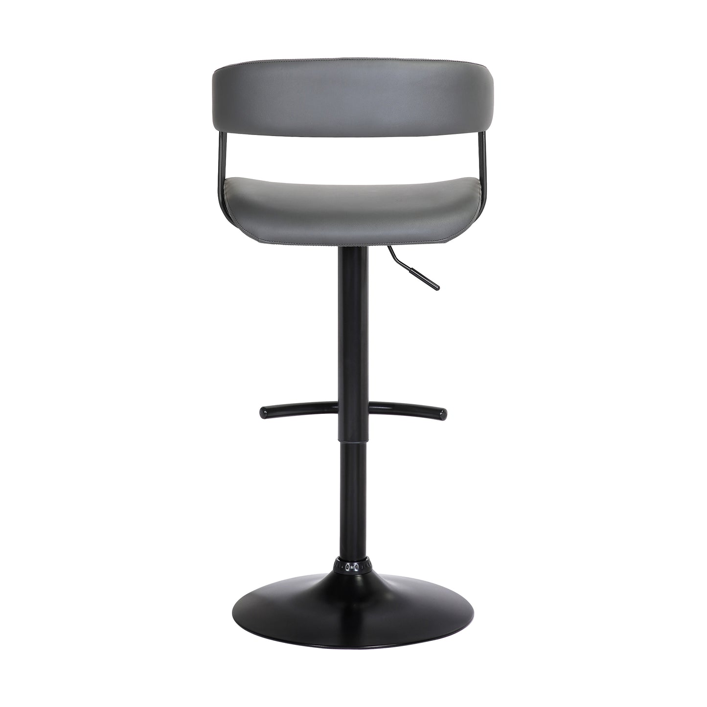 Calista Adjustable Bar Stool in Faux Leather and Fabric with Black and Golden Bronze Metal