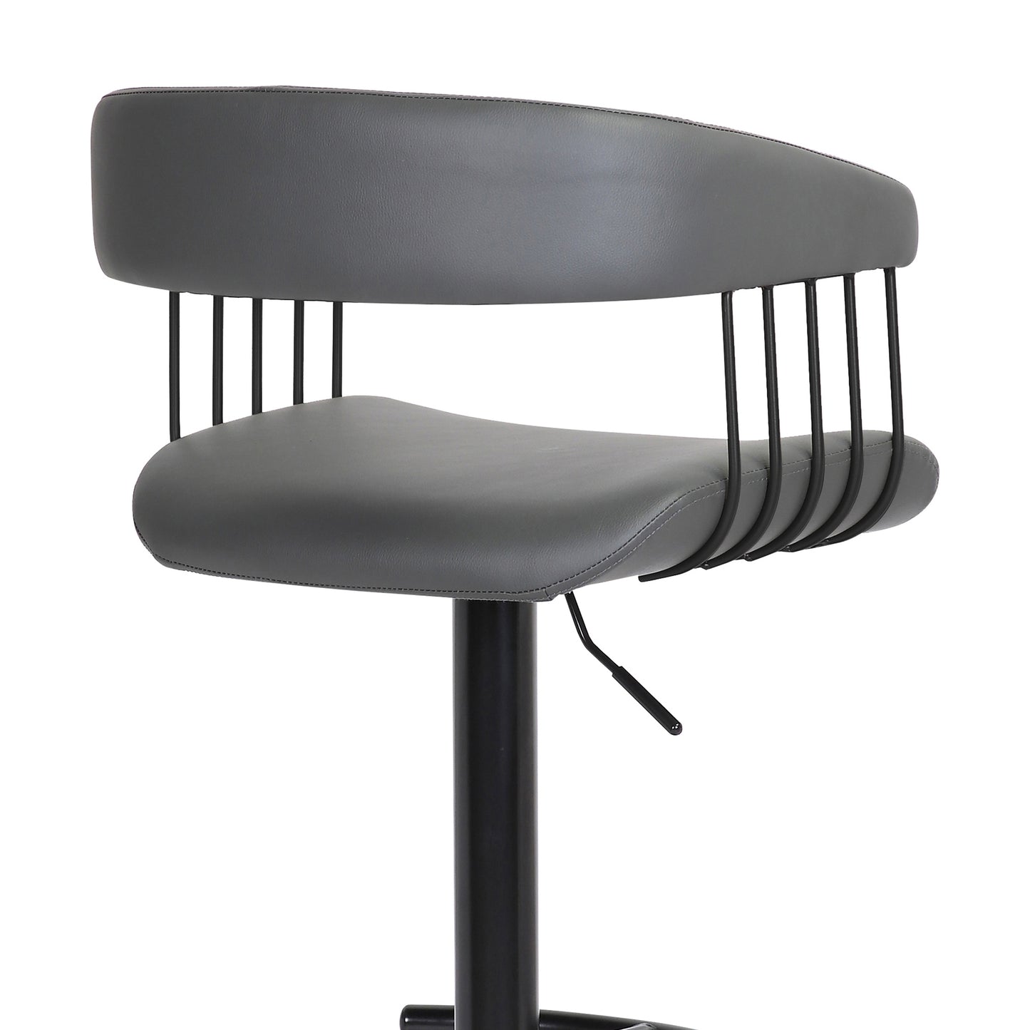 Calista Adjustable Bar Stool in Faux Leather and Fabric with Black and Golden Bronze Metal