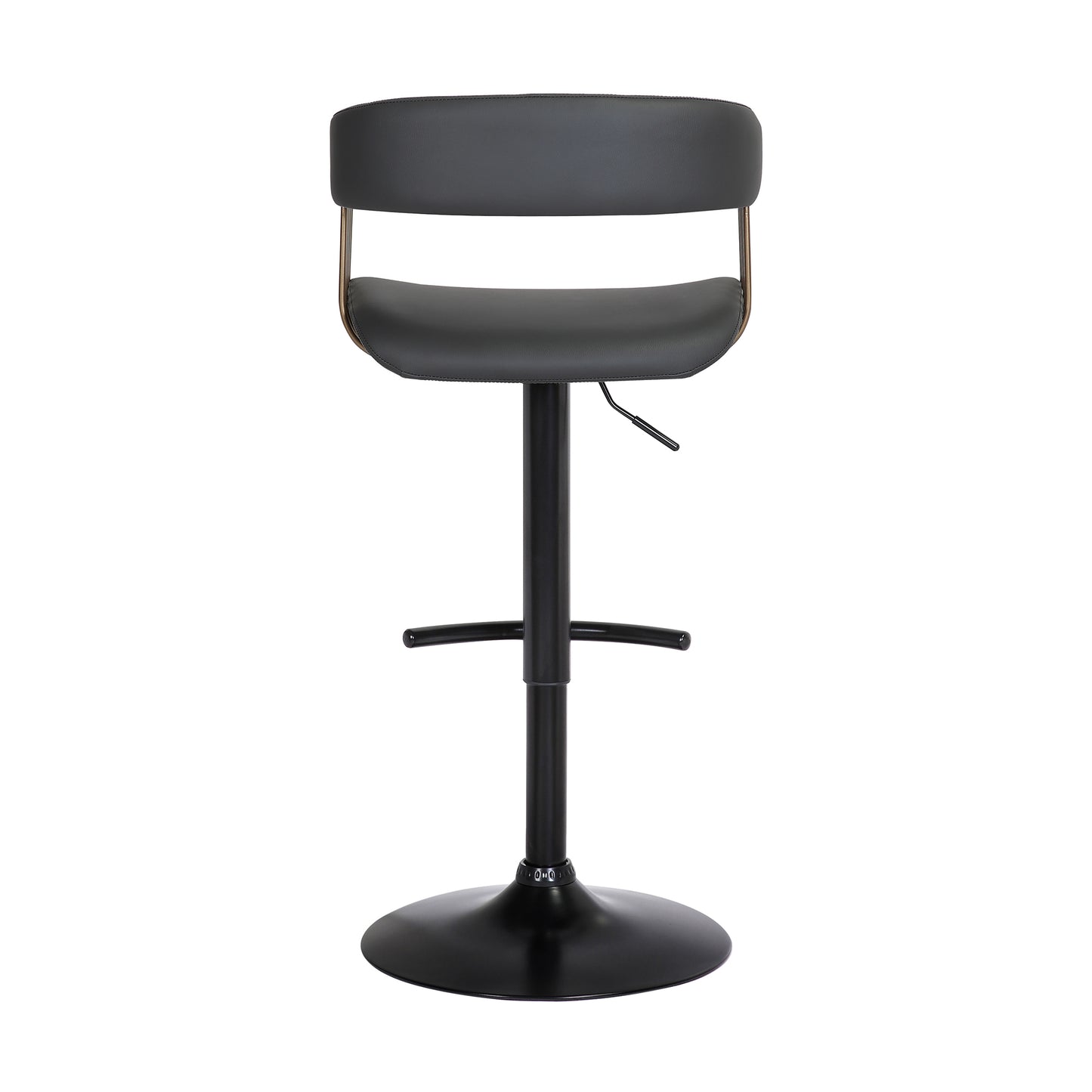 Calista Adjustable Bar Stool in Faux Leather and Fabric with Black and Golden Bronze Metal