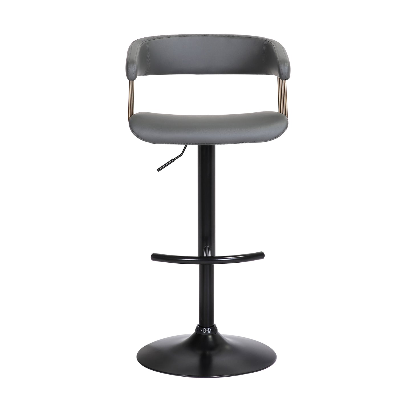 Calista Adjustable Bar Stool in Faux Leather and Fabric with Black and Golden Bronze Metal