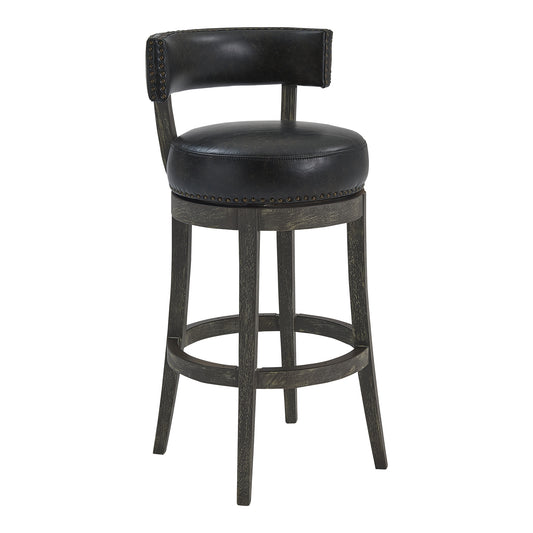 Corbin Swivel Faux Leather and American Gray Wood Bar Stool