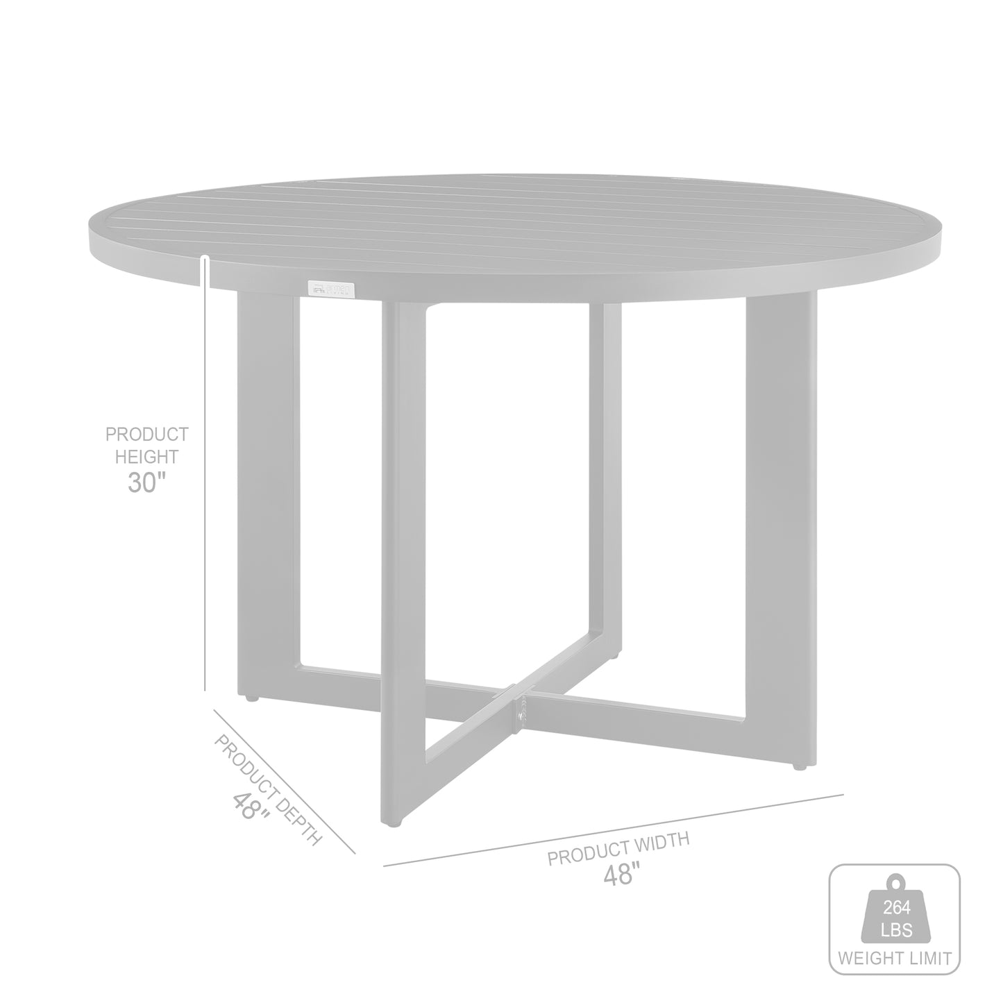 Cayman Outdoor Patio Round Dining Table in Aluminum