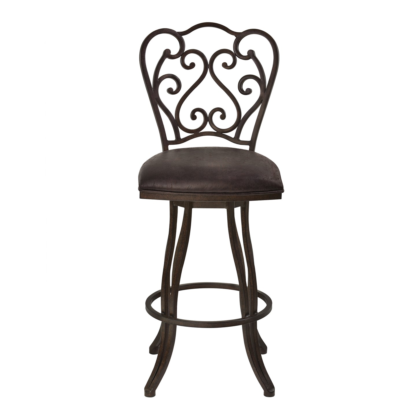 Celeste 26" Counter Height Metal Swivel Barstool in Bandero Espresso Fabric and Auburn Bay Finish