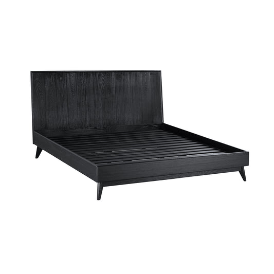 Carnaby Platform Bed Frame in Black Brushed Oak Wood