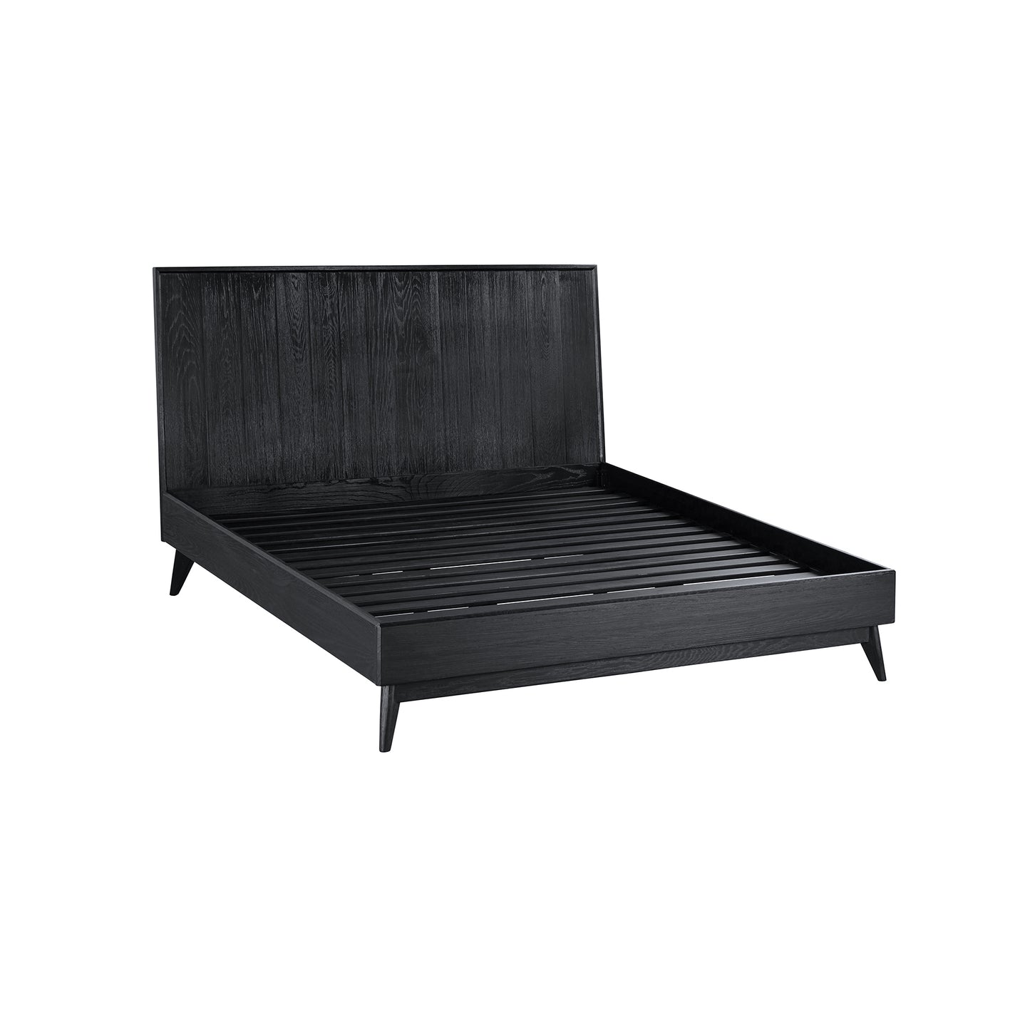 Carnaby Platform Bed Frame in Black Brushed Oak Wood