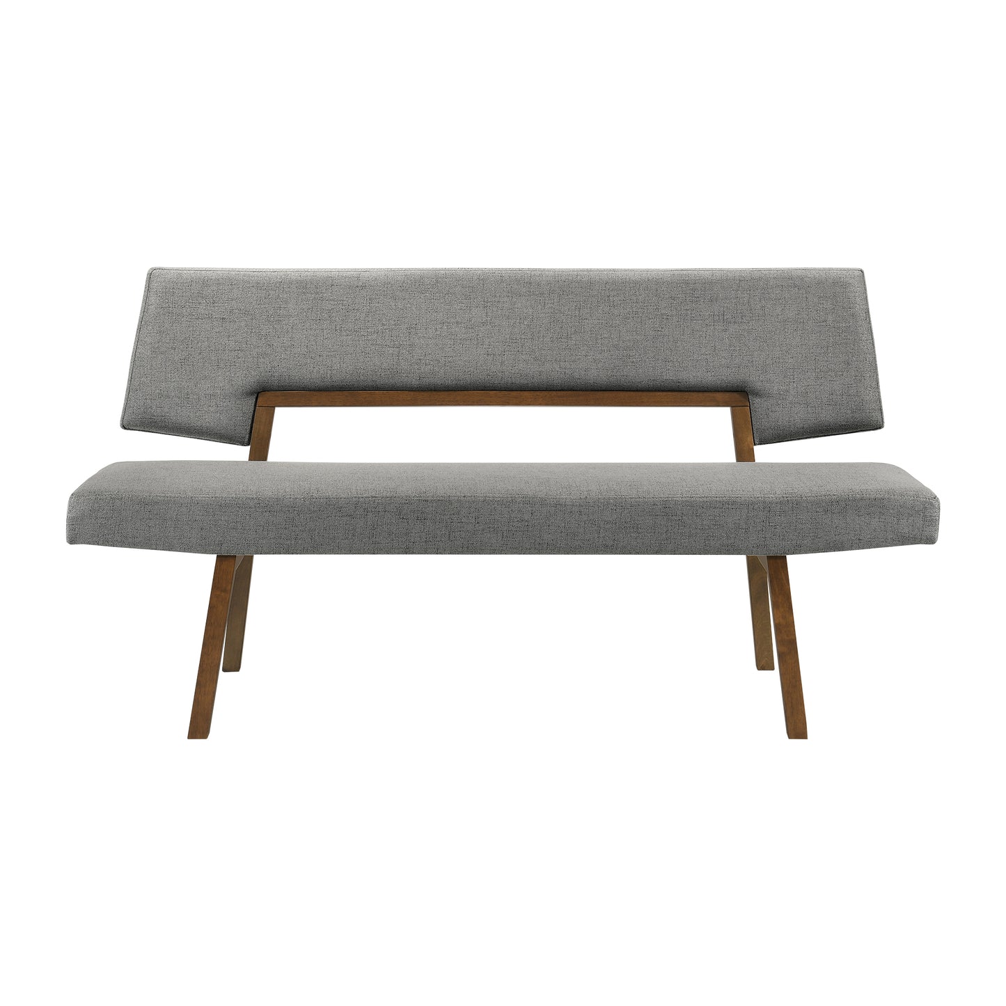Channell Wood Dining Bench in Walnut Finish with Charcoal Fabric