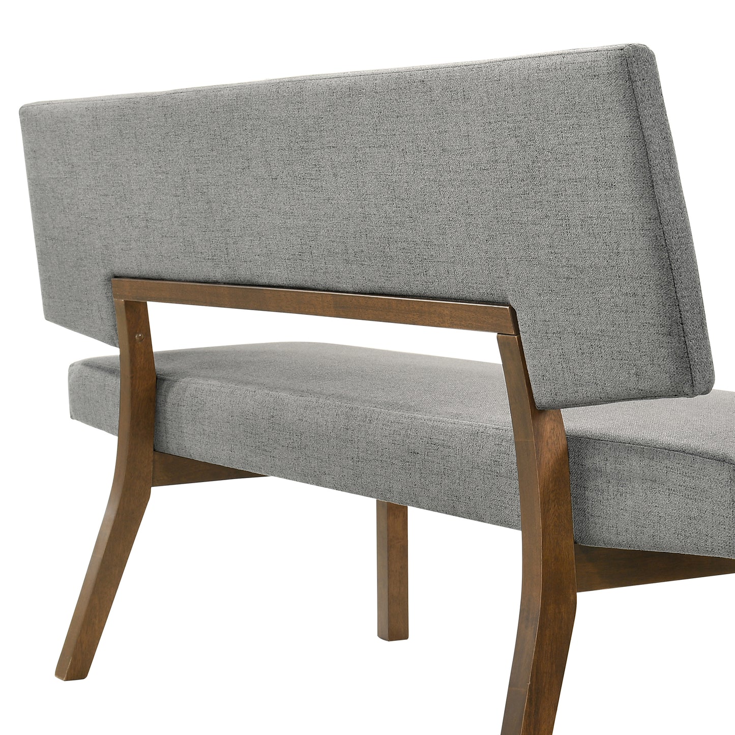 Channell Wood Dining Bench in Walnut Finish with Charcoal Fabric
