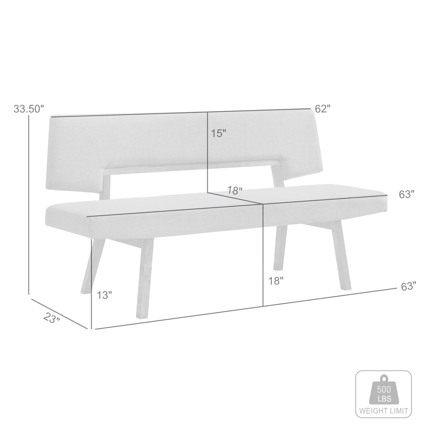 Channell Wood Dining Bench in Walnut Finish with Charcoal Fabric
