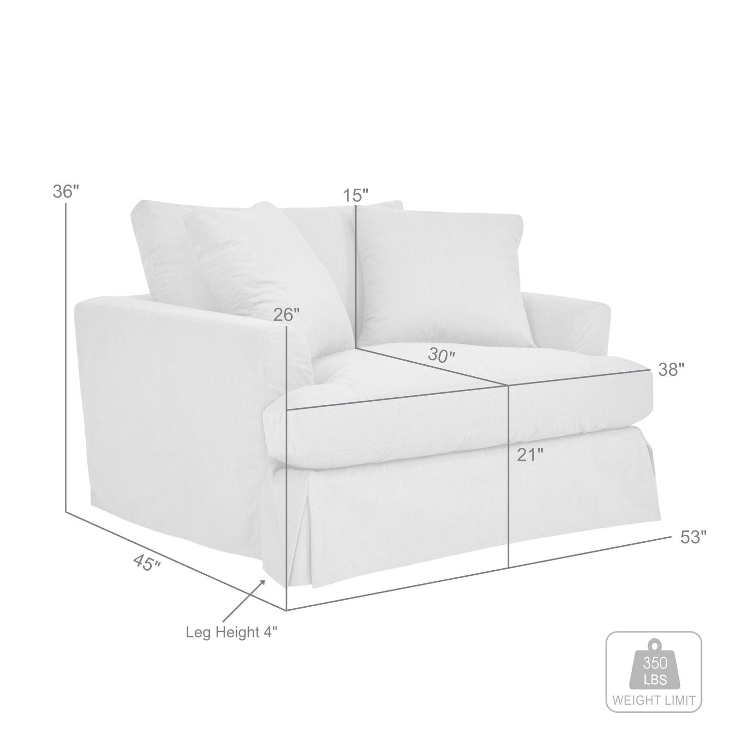 Ciara 53" Upholstered Chair and a Half