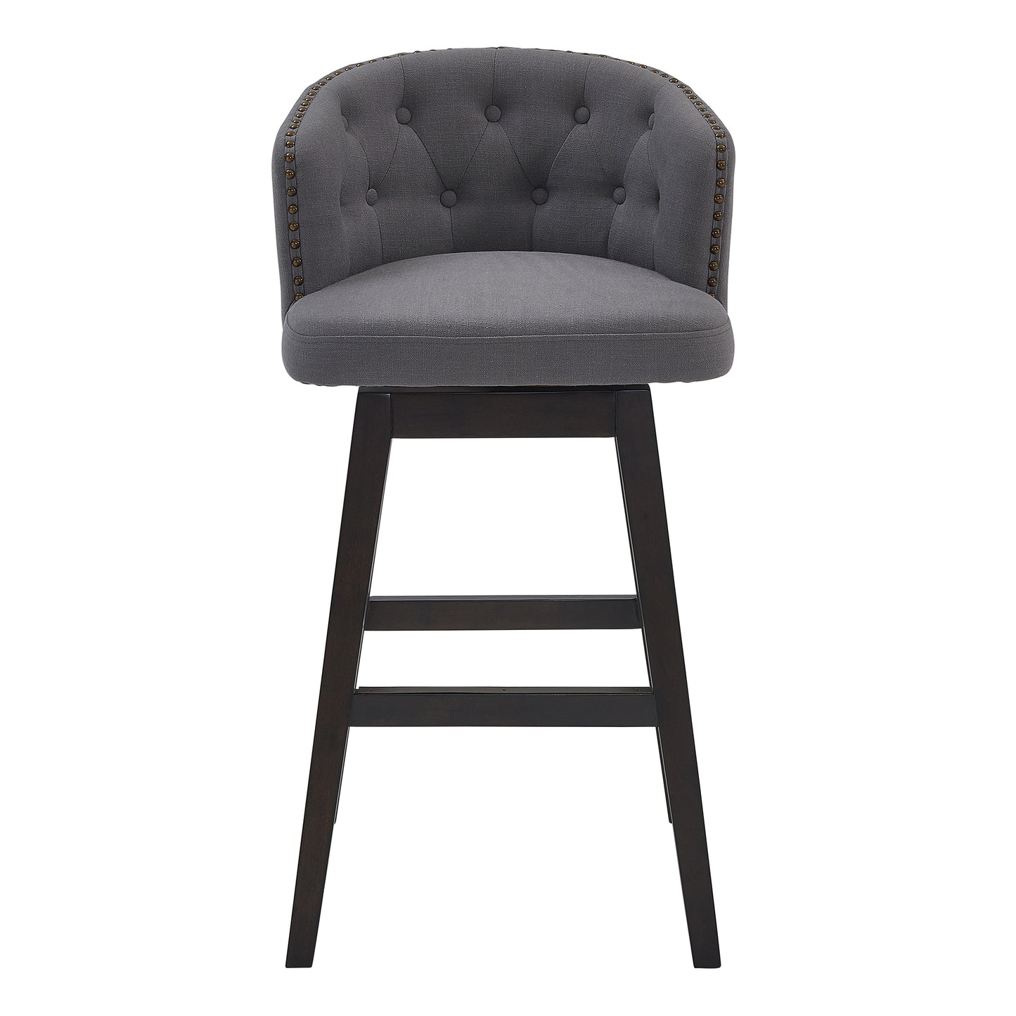 Celine Swivel Fabric and Espresso Wood Bar Stool - Counter and Bar Height Options