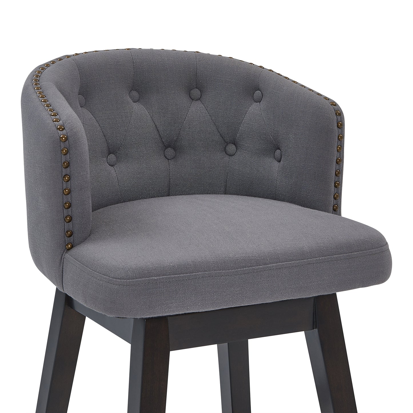 Celine Swivel Fabric and Espresso Wood Bar Stool - Counter and Bar Height Options