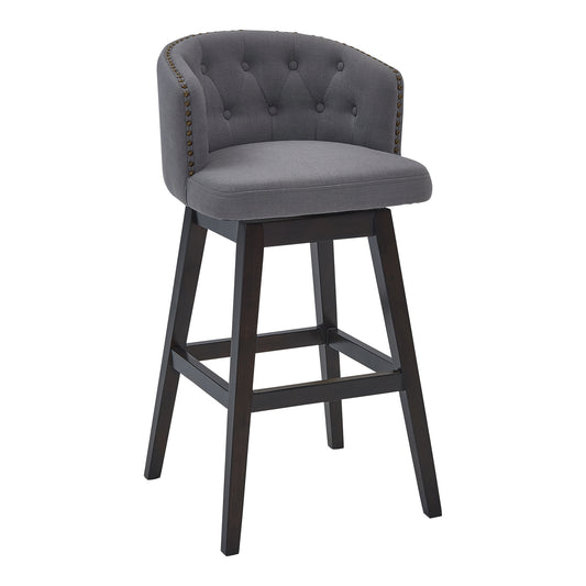 Celine Swivel Fabric and Espresso Wood Bar Stool - Counter and Bar Height Options