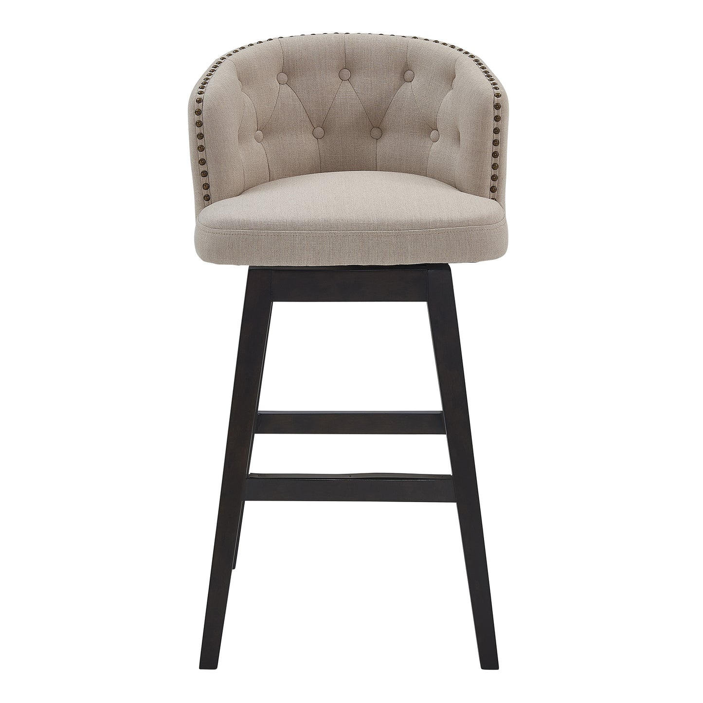 Celine Swivel Fabric and Espresso Wood Bar Stool - Counter and Bar Height Options