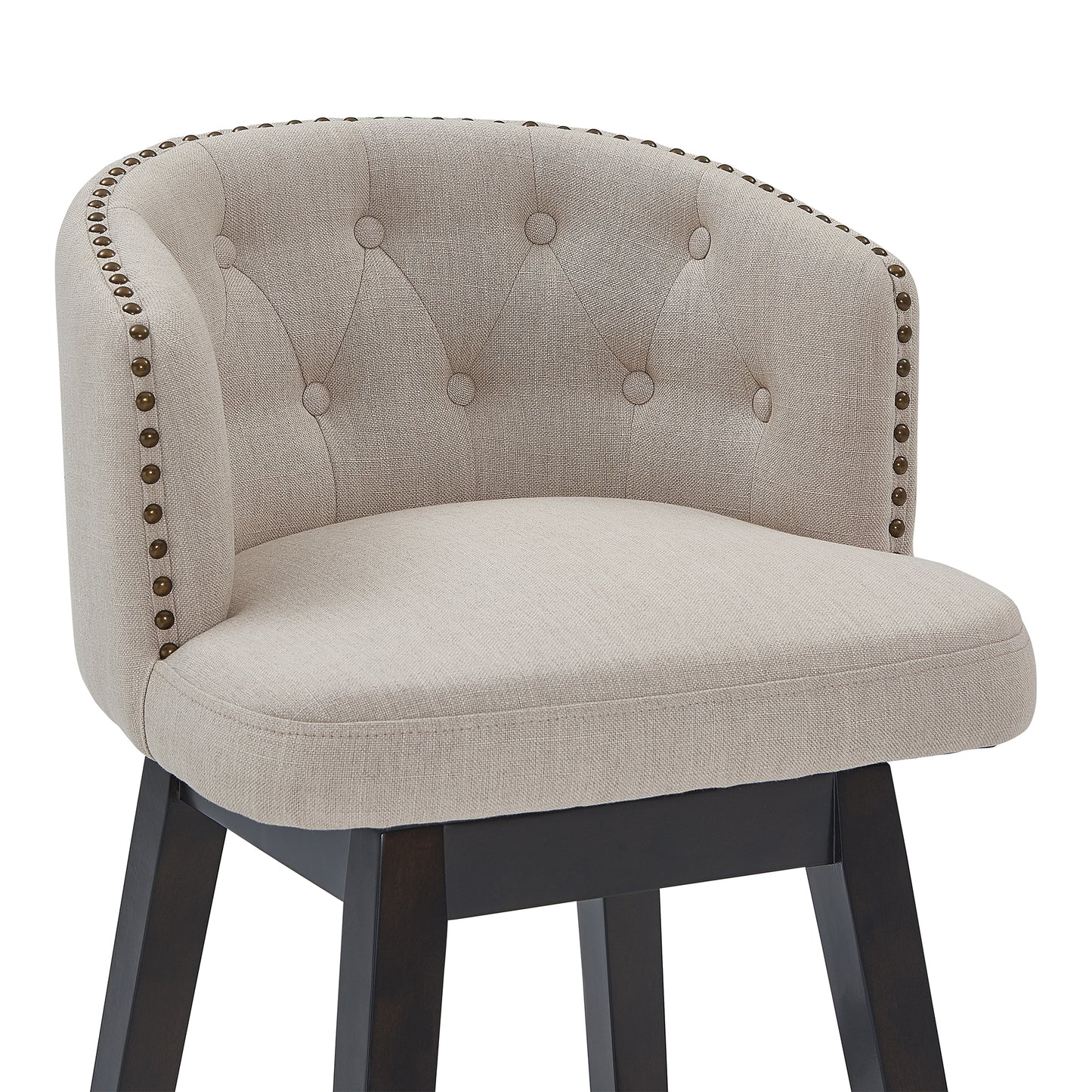 Celine Swivel Fabric and Espresso Wood Bar Stool - Counter and Bar Height Options