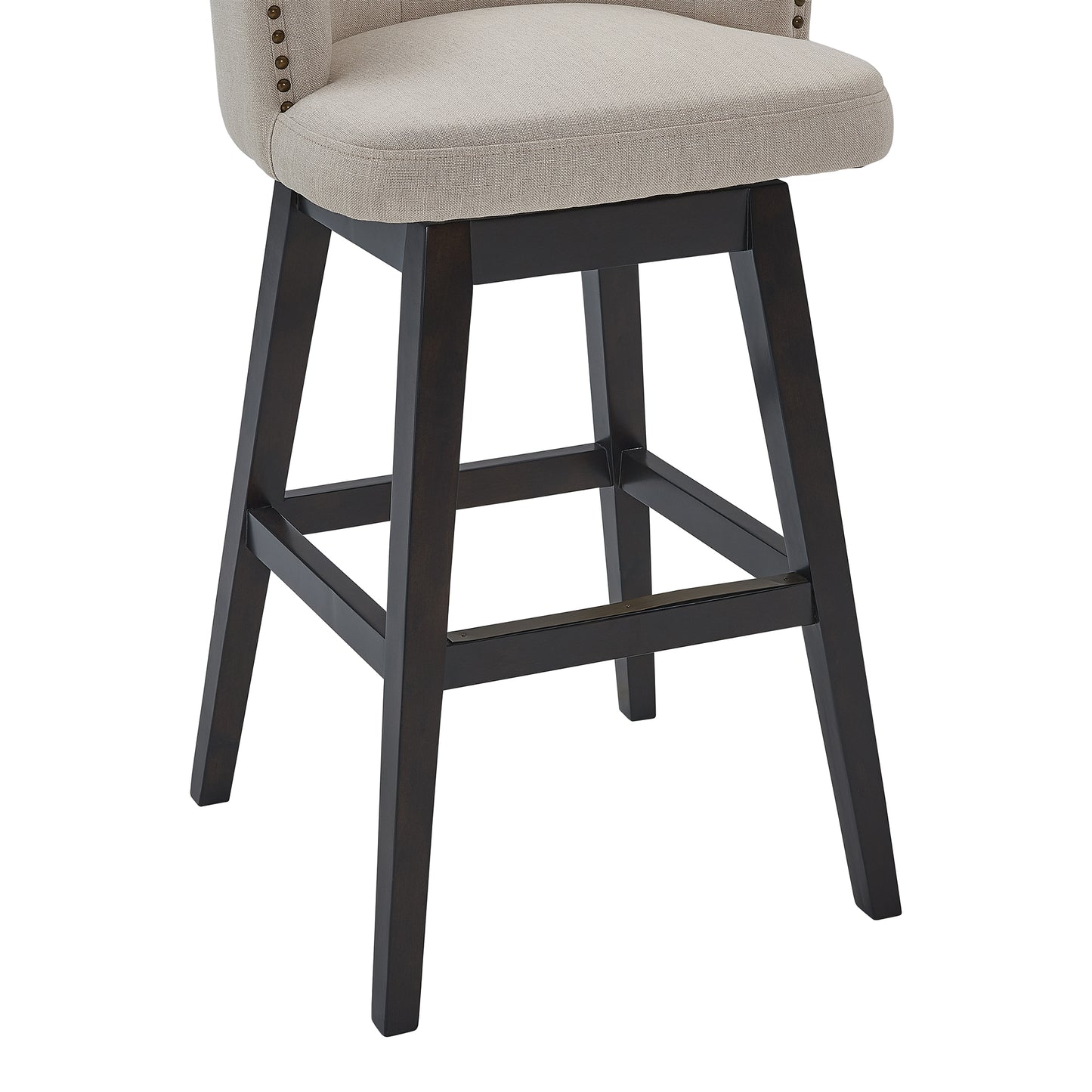 Celine Swivel Fabric and Espresso Wood Bar Stool - Counter and Bar Height Options