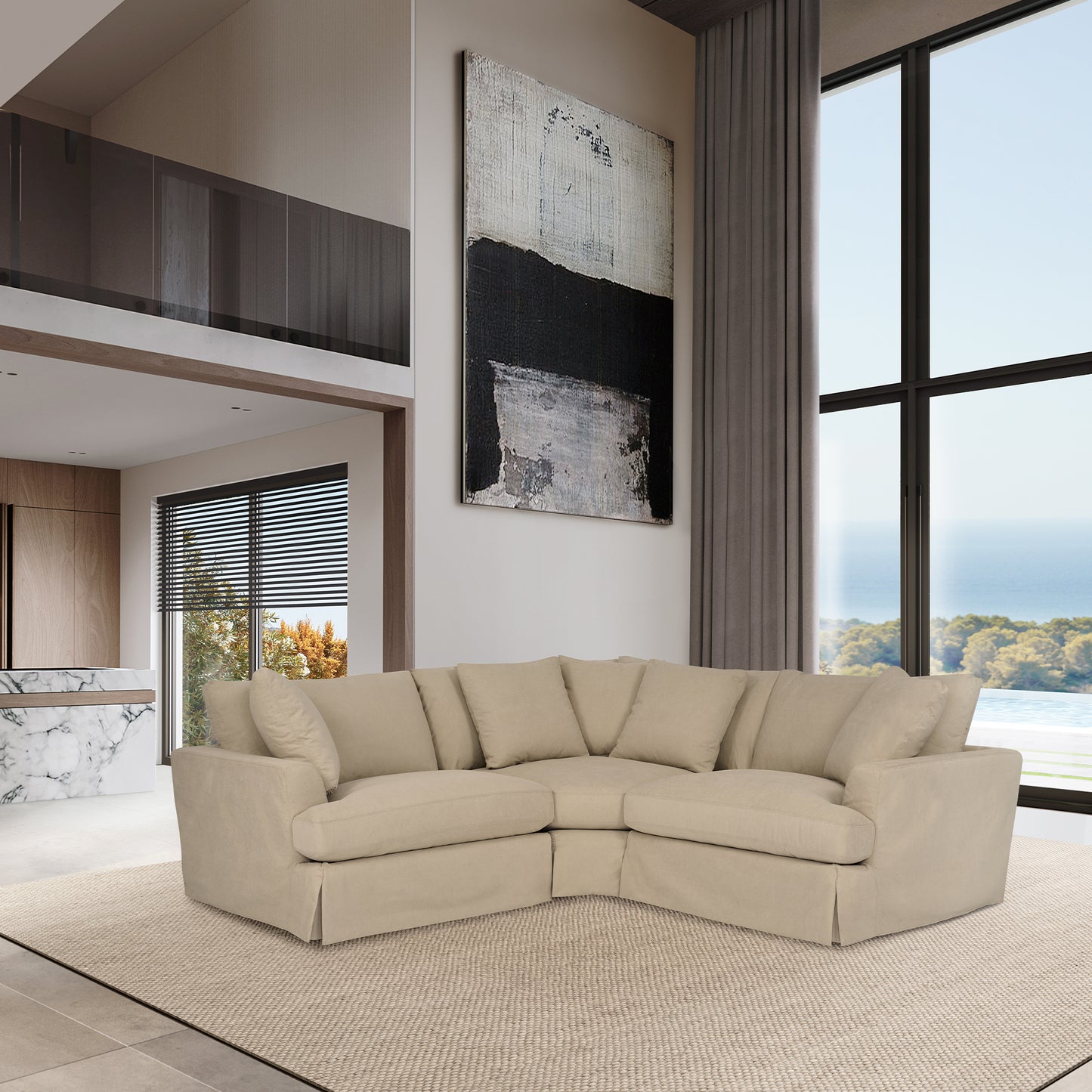 Ciara Upholstered 3 Piece Sectional Sofa in Sahara Brown