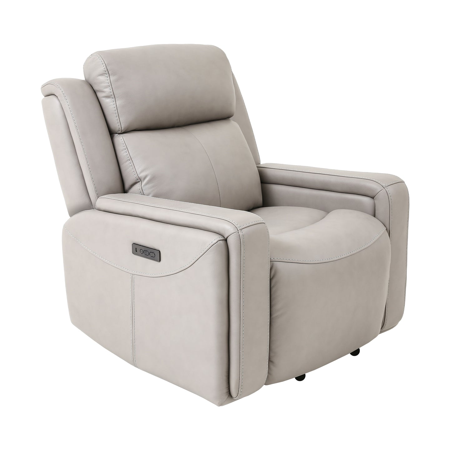 Claude Dual Power Headrest and Lumbar Support Recliner Chair in Light Gray Genuine Leather