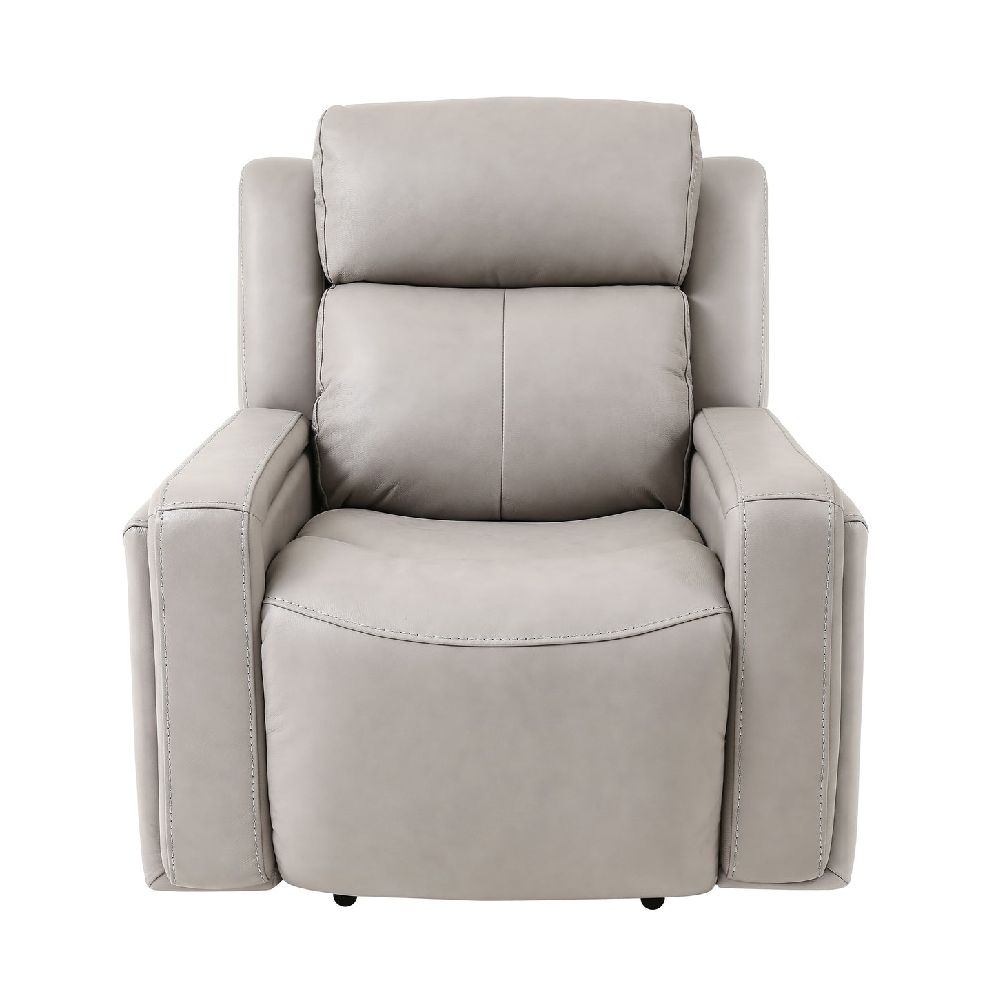 Claude Dual Power Headrest and Lumbar Support Recliner Chair in Light Gray Genuine Leather