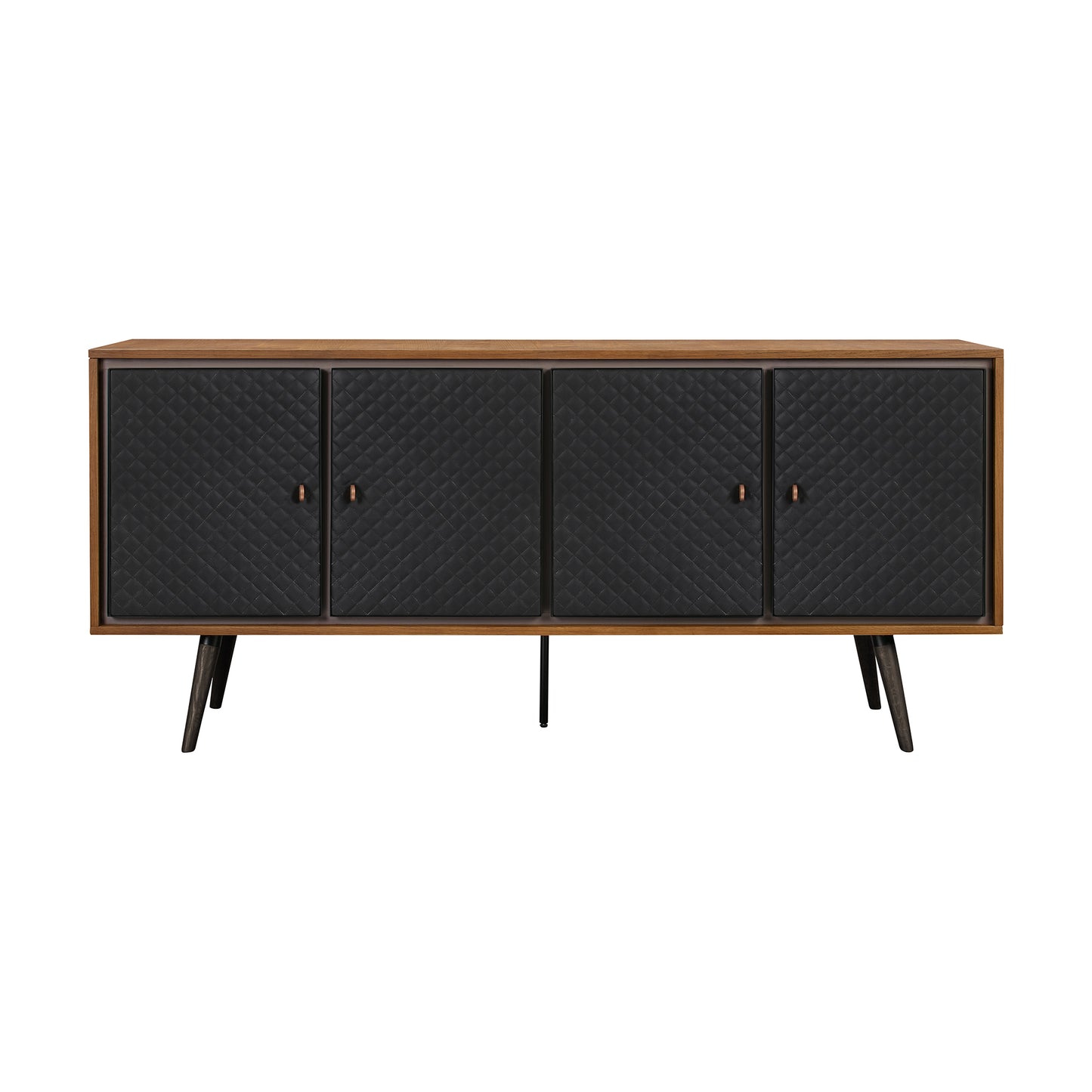 Coco Rustic Oak Wood and Faux Leather Sideboard Cabinets