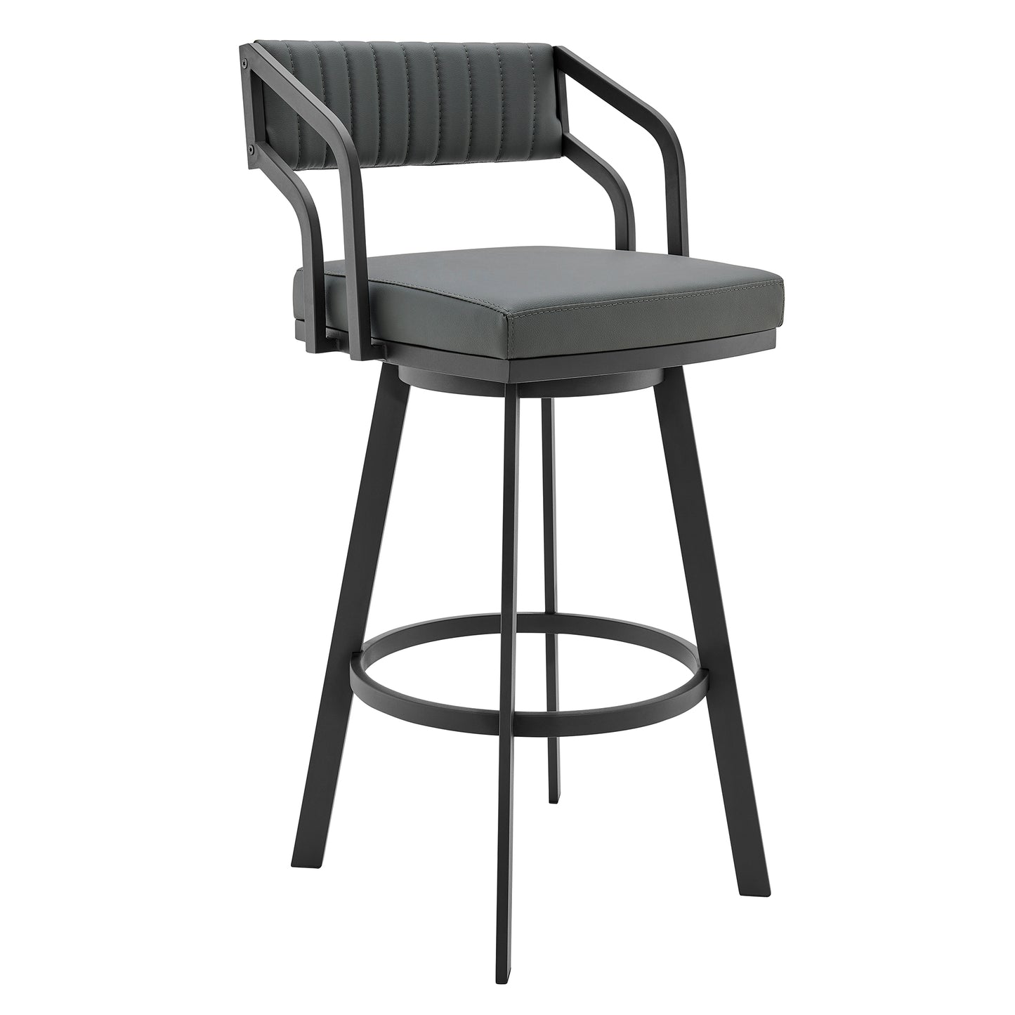 Capri Swivel Modern Metal and Faux Leather Bar and Counter Stool
