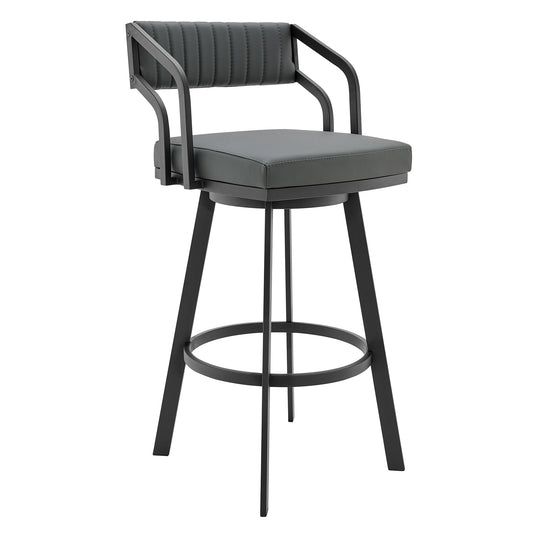 Capri Swivel Modern Metal and Faux Leather Bar and Counter Stool