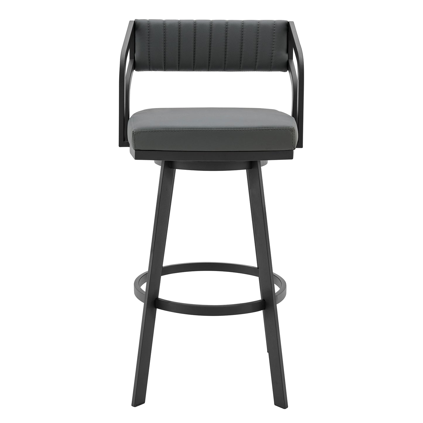 Capri Swivel Modern Metal and Faux Leather Bar and Counter Stool