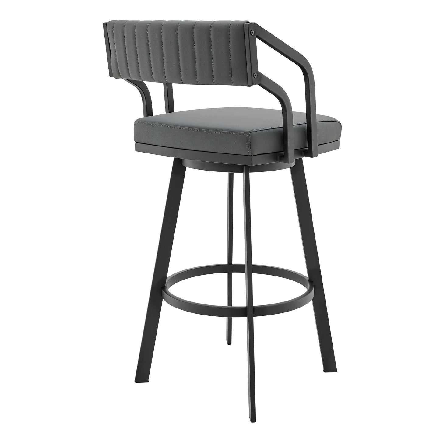 Capri Swivel Modern Metal and Faux Leather Bar and Counter Stool