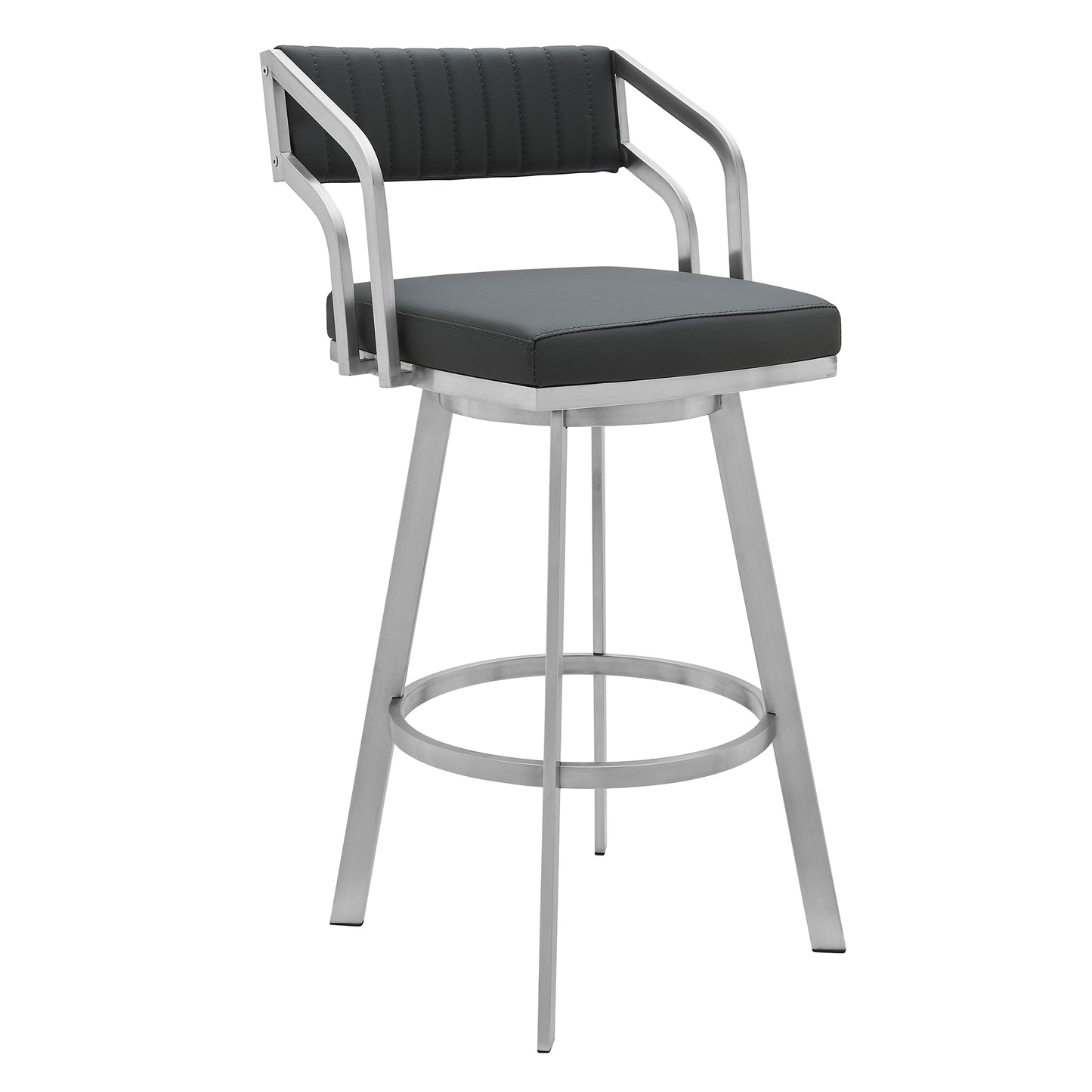 Capri Swivel Modern Metal and Faux Leather Bar and Counter Stool