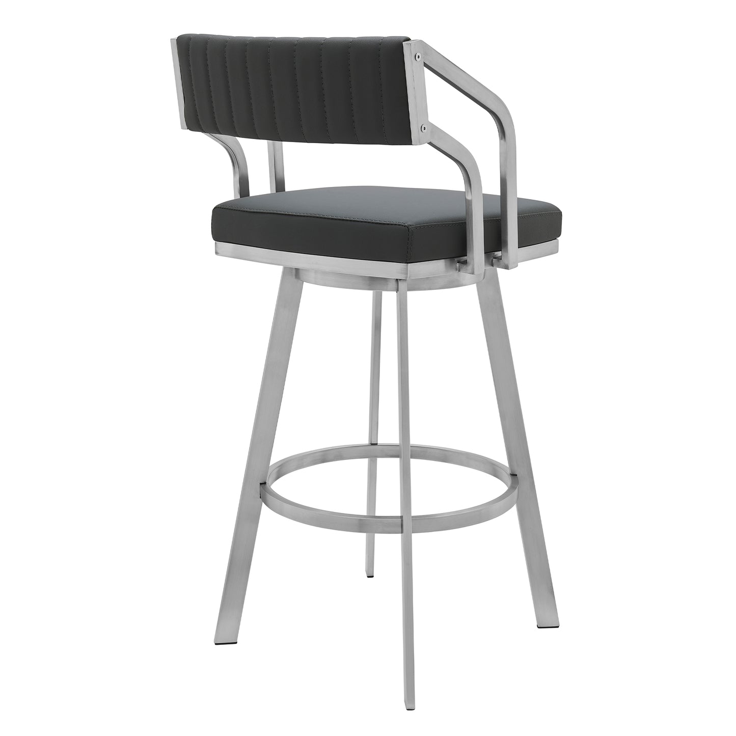 Capri Swivel Modern Metal and Faux Leather Bar and Counter Stool