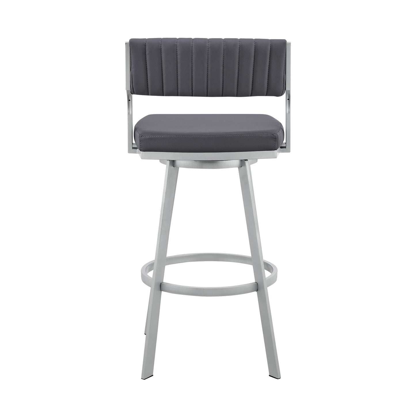 Capri Swivel Modern Metal and Faux Leather Bar and Counter Stool
