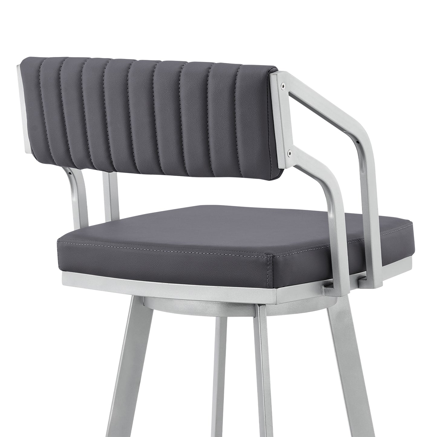 Capri Swivel Modern Metal and Faux Leather Bar and Counter Stool