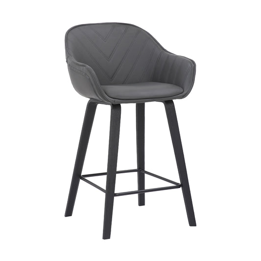 Faux Leather and Wood Bar and Counter Height Stool in Crimson