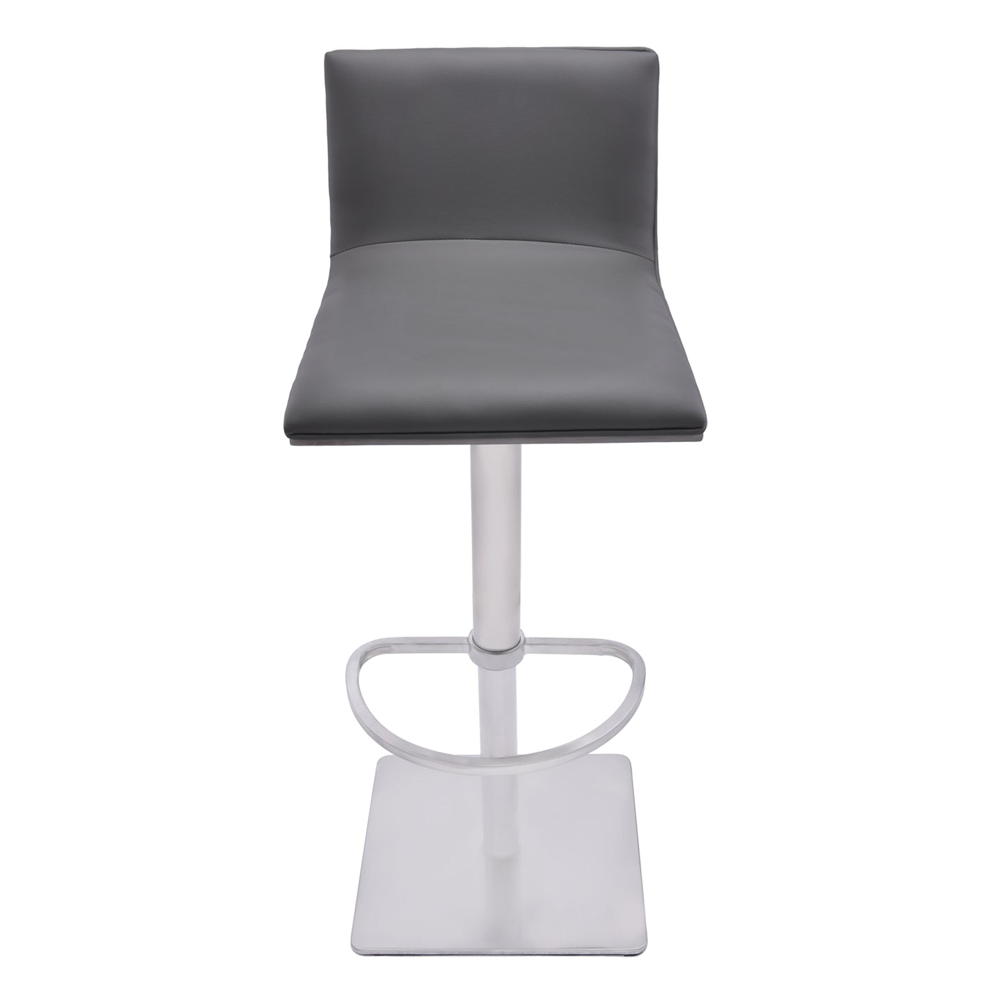 Crystal Adjustable Height Swivel Bar Stool with Brushed Stainless Steel Base and Faux Leather