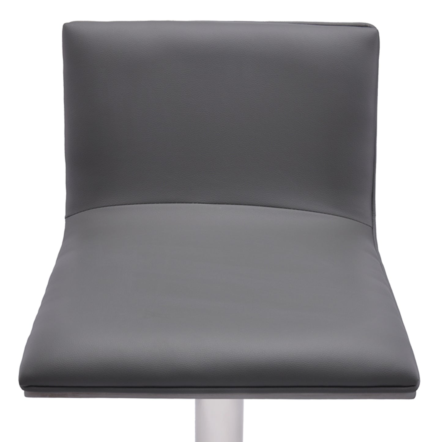Crystal Adjustable Height Swivel Bar Stool with Brushed Stainless Steel Base and Faux Leather