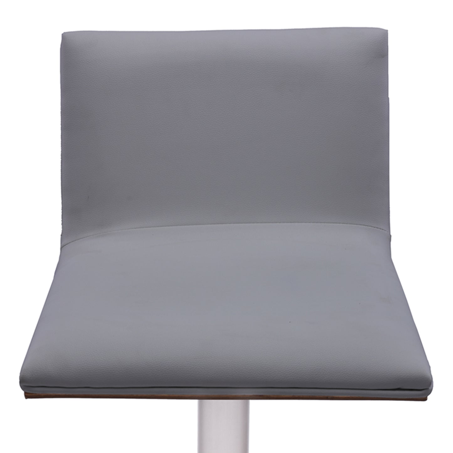 Crystal Adjustable Height Swivel Bar Stool with Brushed Stainless Steel Base and Faux Leather