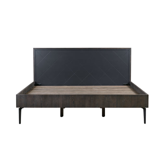 Cross Solid Oak and Metal King Platform Bed Frame