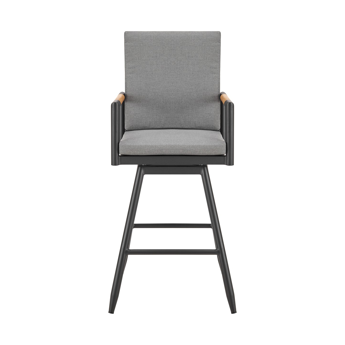 Crown Outdoor Patio Swivel Stool in Aluminum with Rope and Cushions