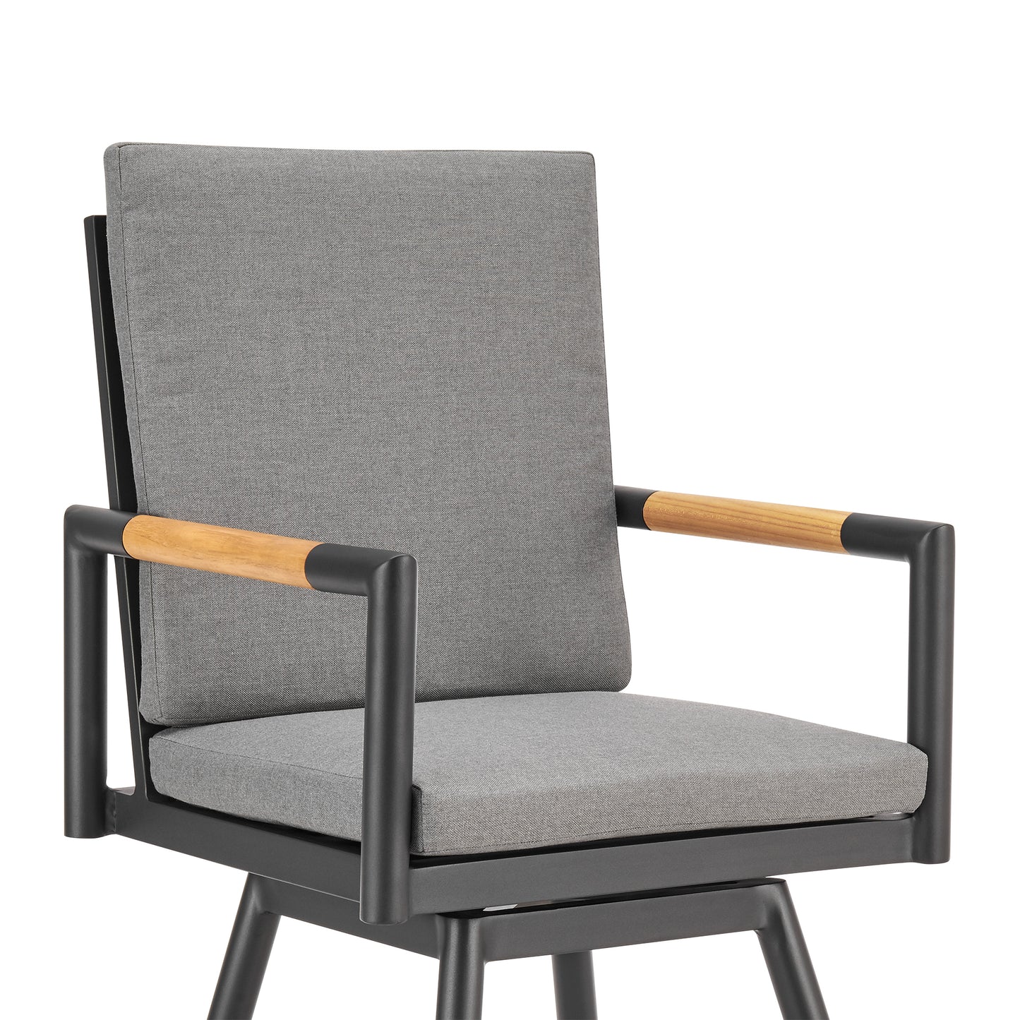 Crown Outdoor Patio Swivel Stool in Aluminum with Rope and Cushions