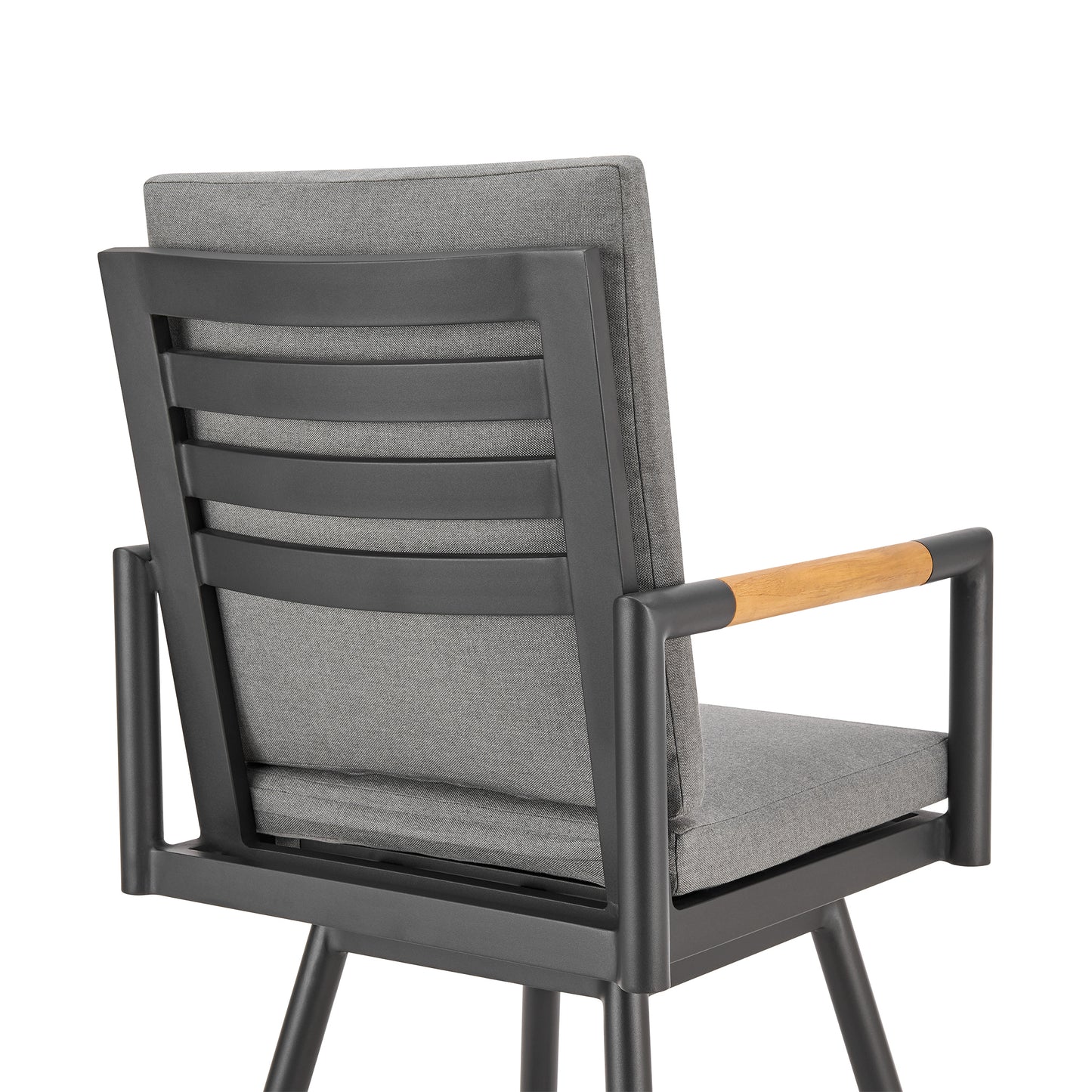 Crown Outdoor Patio Swivel Stool in Aluminum with Rope and Cushions